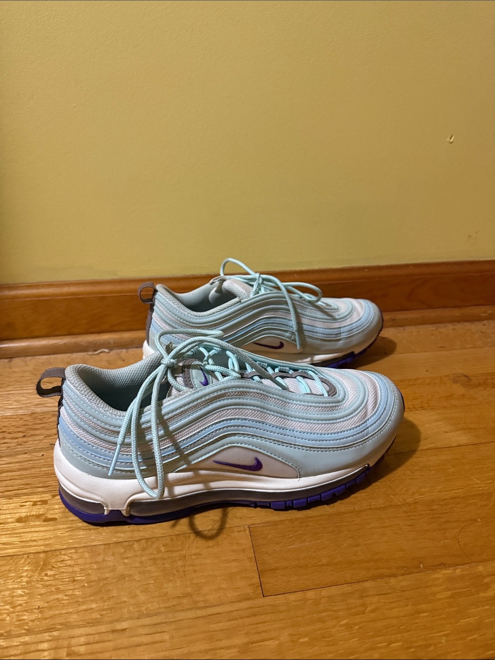 Nike Light Blue and Purple Air Max 97 Sneakers